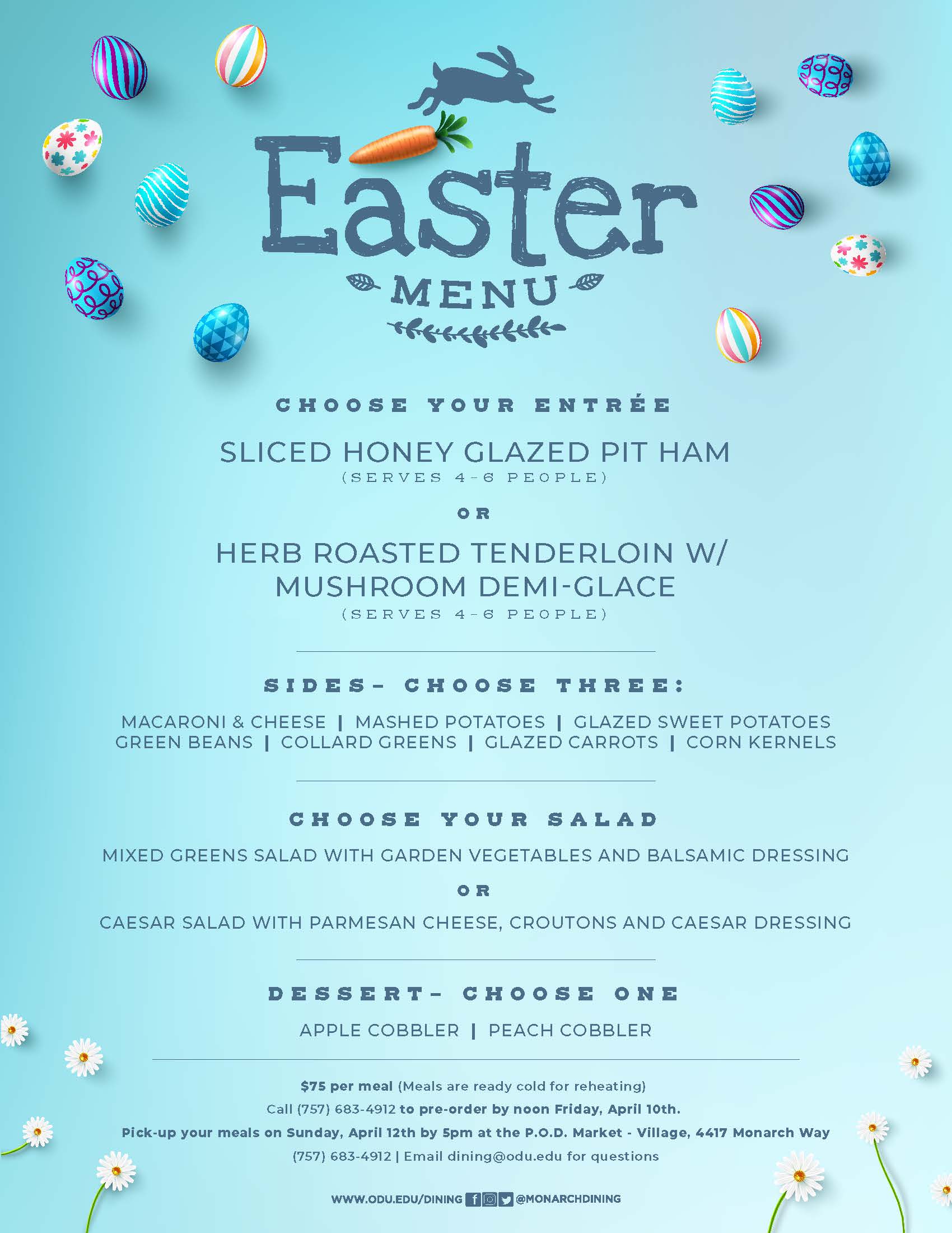 Monarch Dining Convenient Easter Meal « Student Announcements