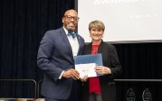 President Hemphill with Eminent Scholar Carolyn Rutledge.